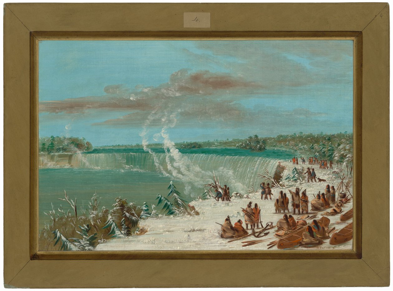 Umtragen an den Niagarafällen beim Table Rock von George Catlin