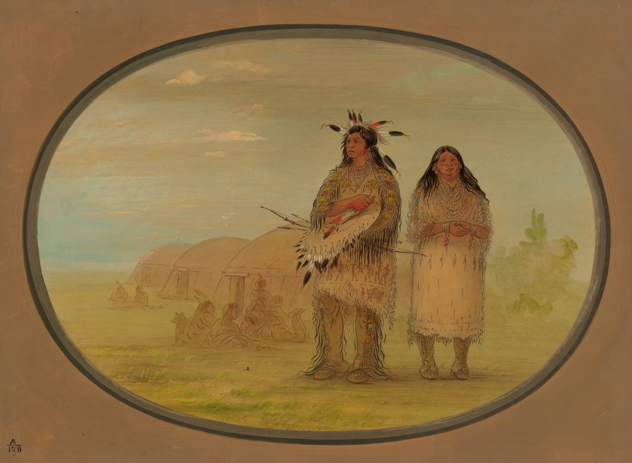 Riccarree-Häuptling und seine Frau, 1861-1869 von George Catlin