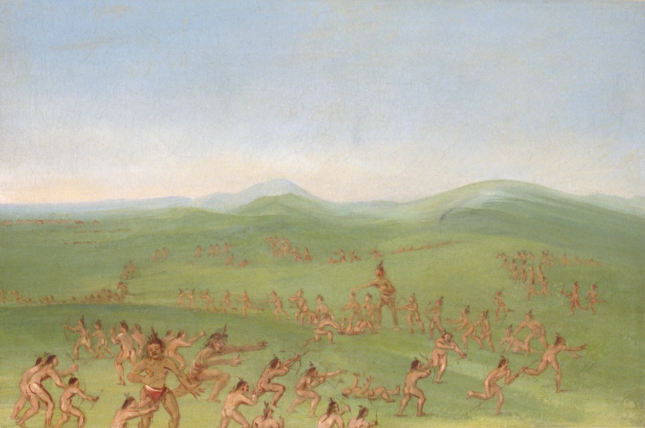 Scheinangriff, Mandan-Jungen von George Catlin