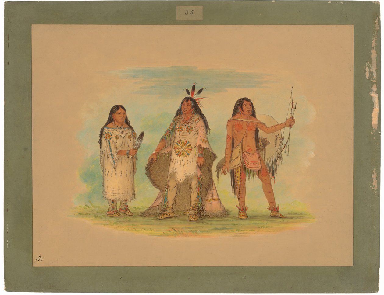 Drei Minatarree-Indianer von George Catlin
