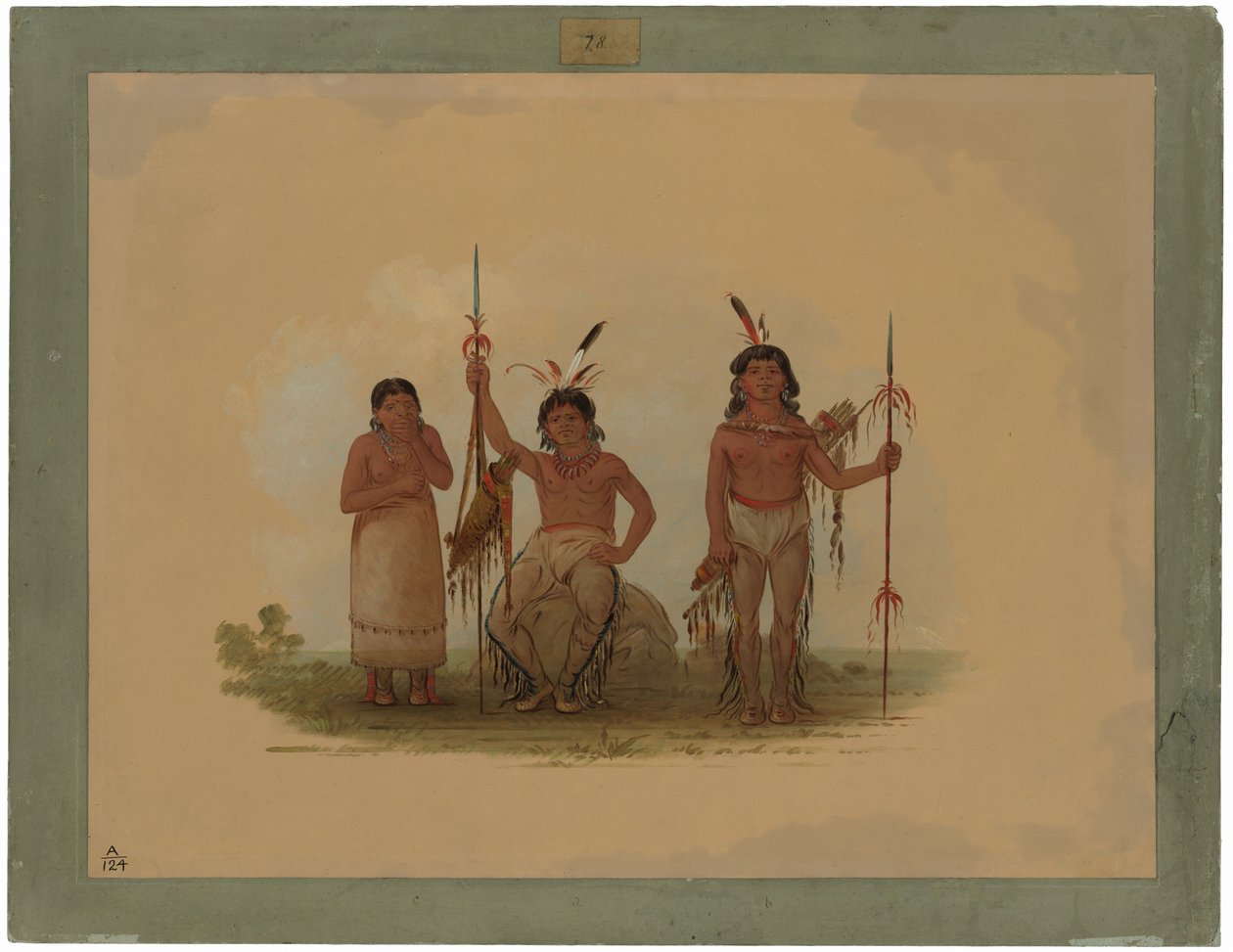 Zwei Arapaho-Krieger und eine Frau von George Catlin