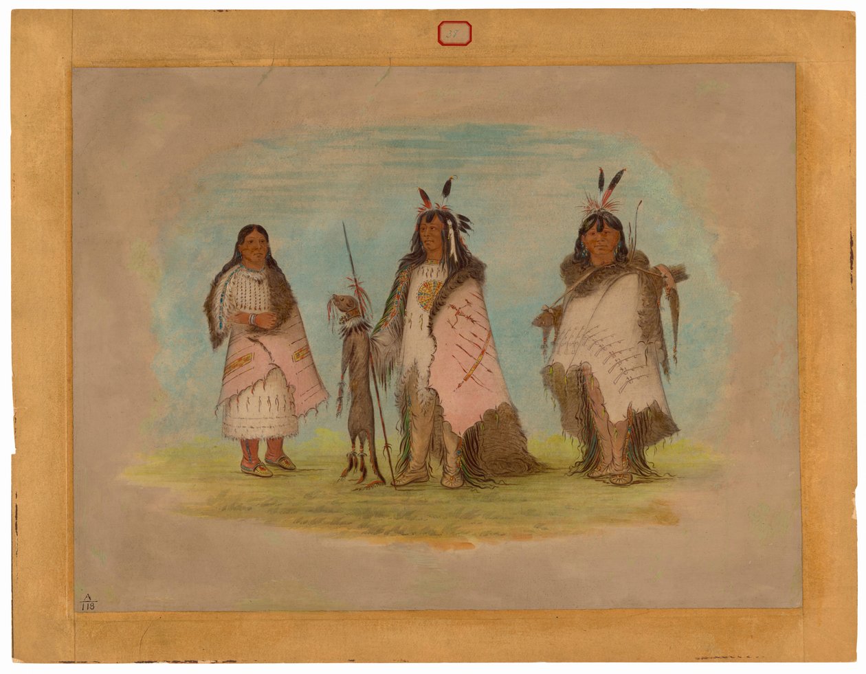 Zwei Blackfoot-Krieger und eine Frau von George Catlin
