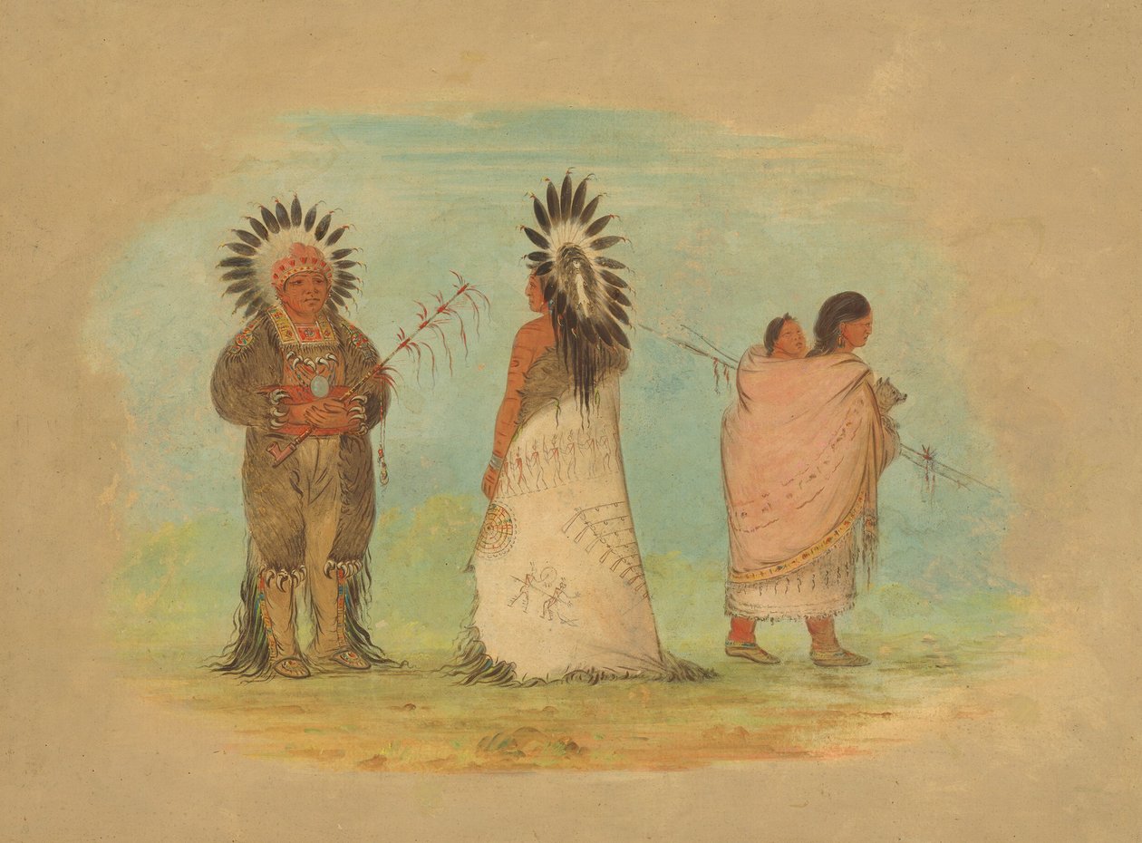 Zwei Ottoe-Häuptlinge und eine Frau, 1861-1869 von George Catlin