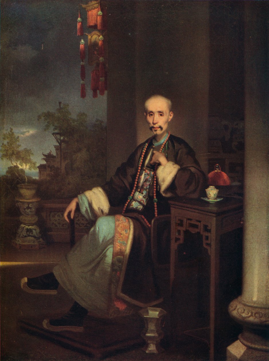 How Qua, Leiter der Hong-Kaufleute in Kanton, ca. 1830 von George Chinnery