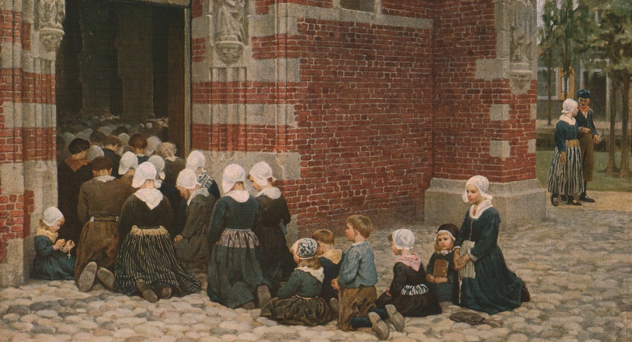 Hochmesse in einem Fischerdorf am Zuiderzee, Holland von George Clausen