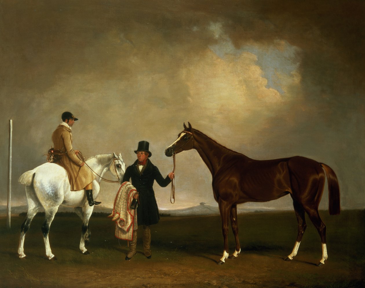 Mr. Sadlers 'Decisive', gehalten von seinem Trainer mit dem Jockey John ...