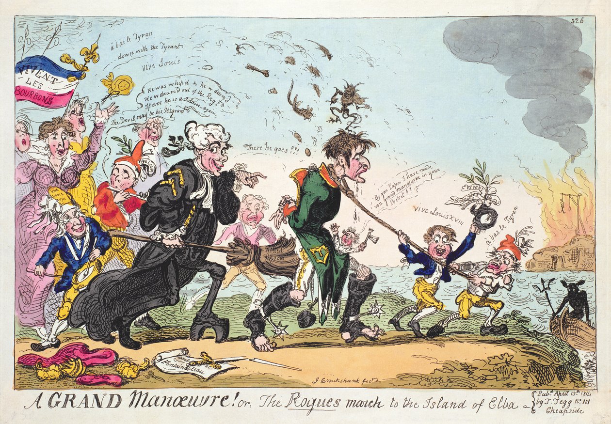 Ein großes Manöver! oder Der Schurkenmarsch zur Insel Elba von George Cruikshank