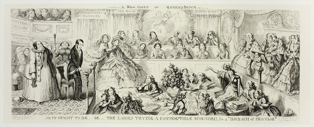 Wie es sein sollte oder Die Damen versuchen einen verächtlichen Schurken wegen eines "Versprechensbruchs" aus George Cruikshanks Stahlradierungen zu The Comic Almanacks: 1835-1853 von George Cruikshank