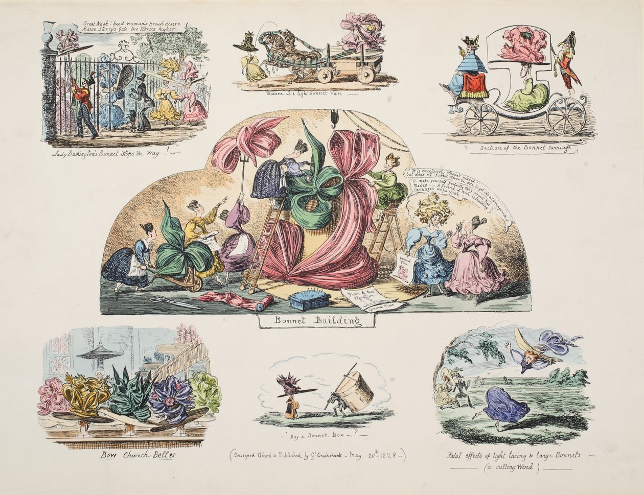 Bonnet-Gebäude, veröffentlicht 1828 von George Cruikshank