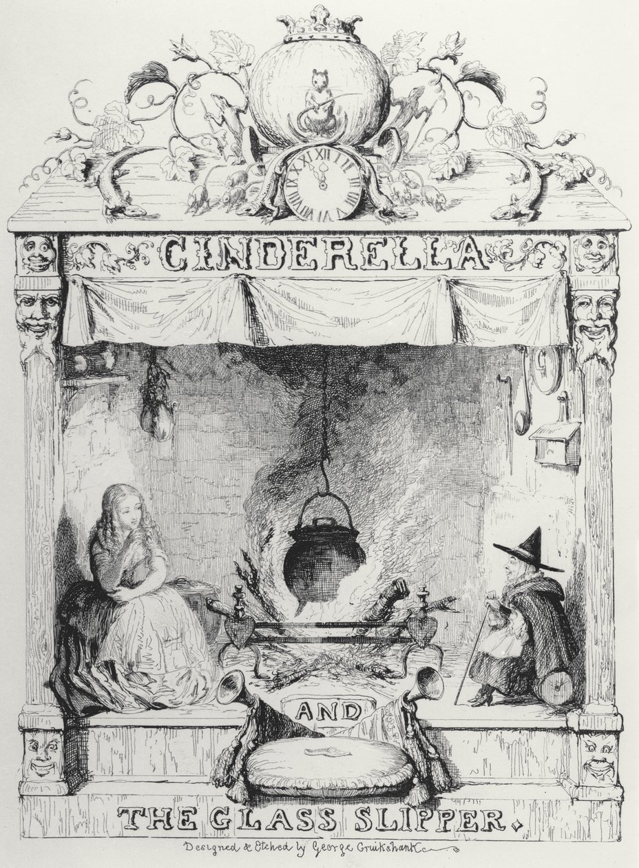 Frontispiz von Aschenputtel und der gläserne Schuh von Charles Perrault von George Cruikshank