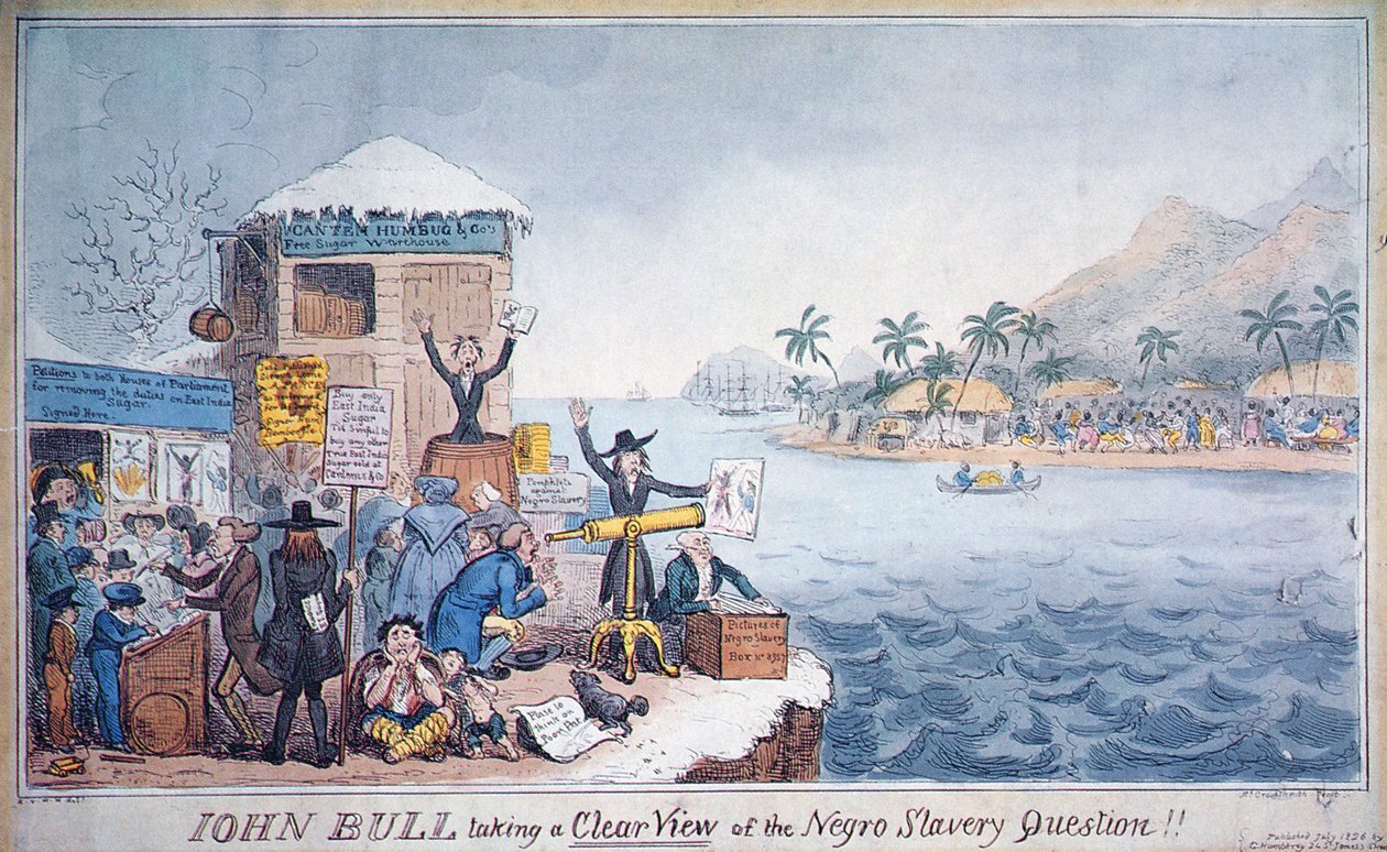John Bull betrachtet die Frage der Negersklaverei klar, veröffentlicht von G. Humphrey von George Cruikshank