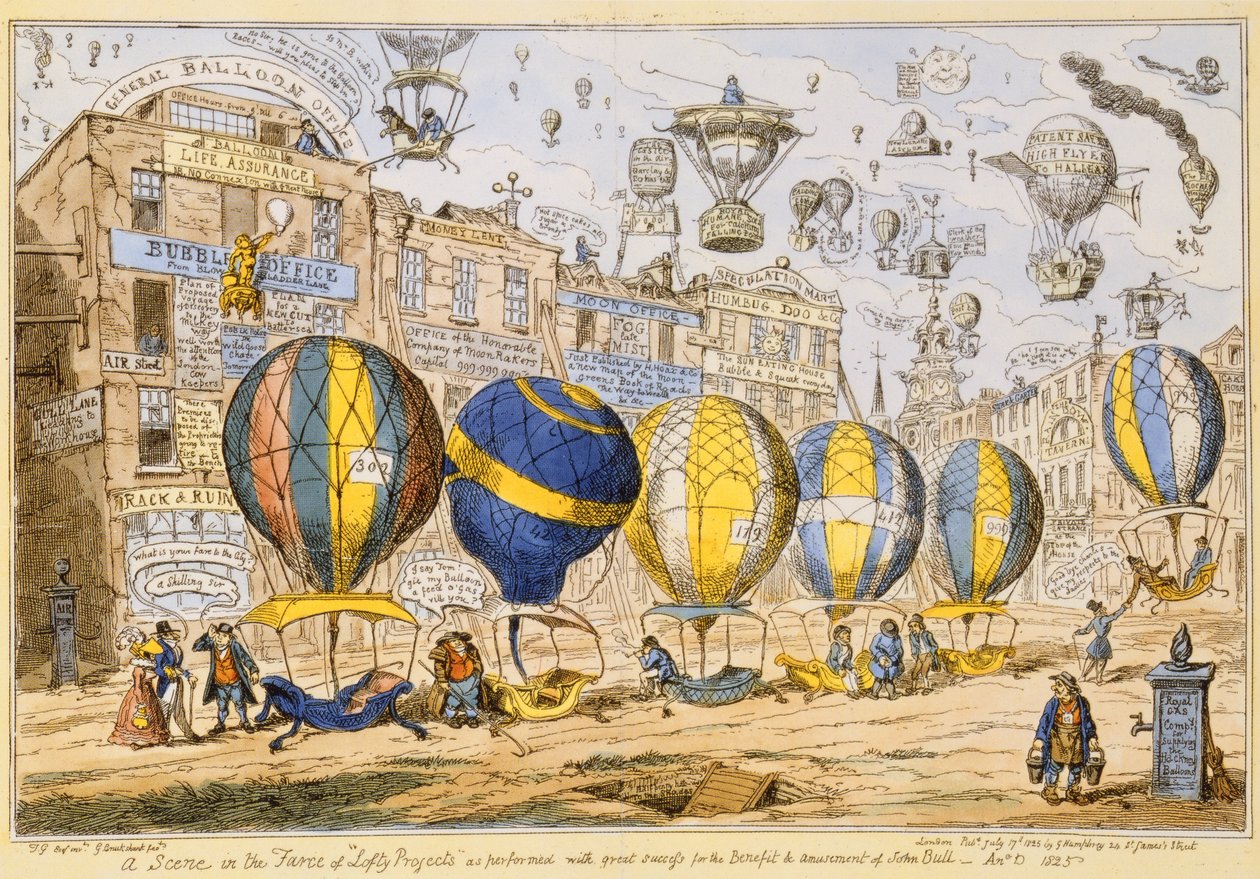Taxi-Ballons, veröffentlicht von G. Humphrey, 1825 von George Cruikshank