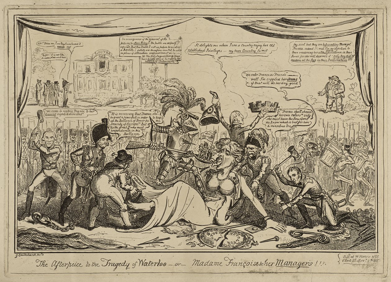 Das Nachspiel zur Tragödie von Waterloo oder Madame Francois und ihre Manager!!!, veröffentlicht am 9. November von George Cruikshank