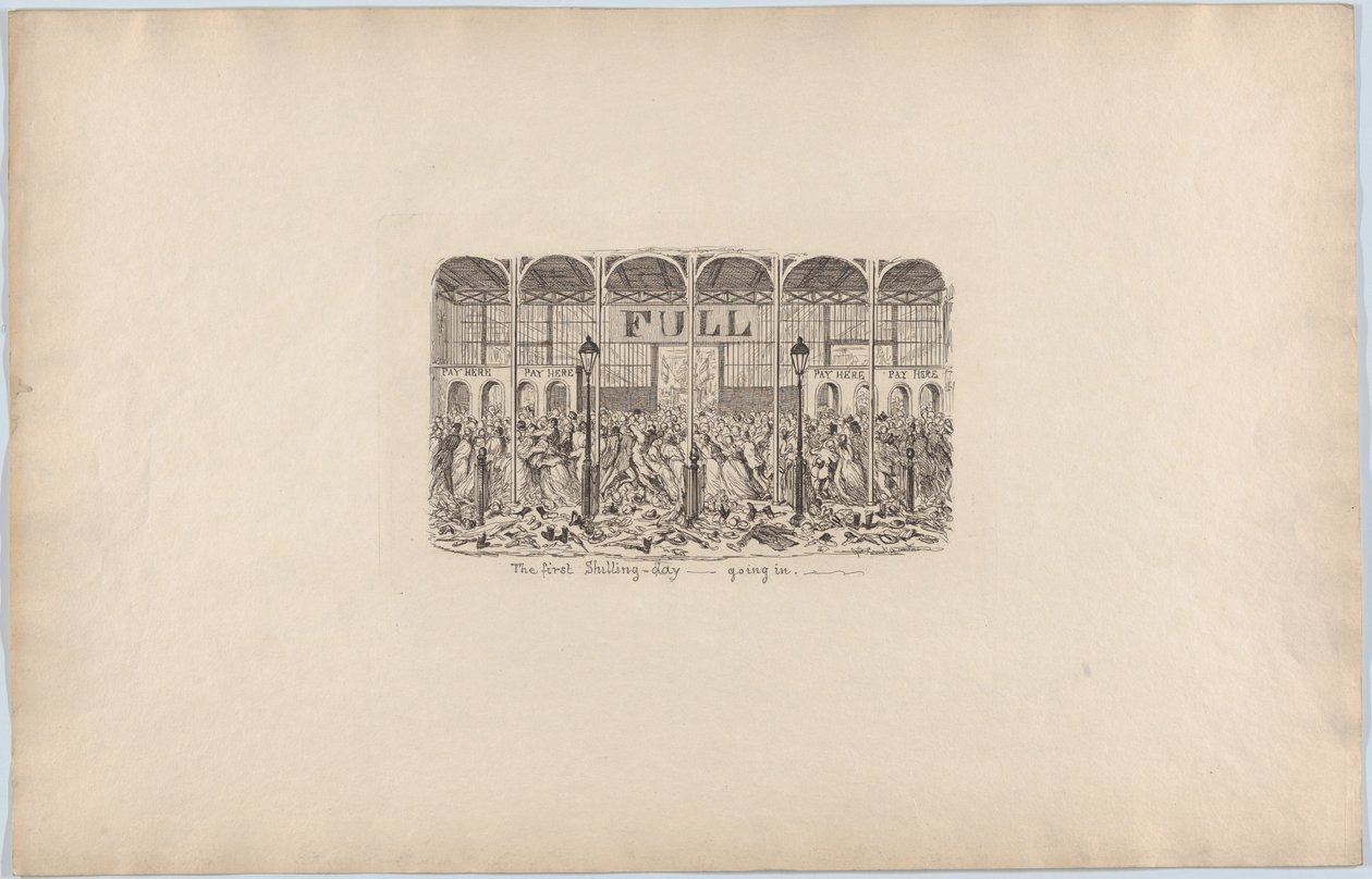 Der erste Schilling-Tag - Eingang, 1851 von George Cruikshank