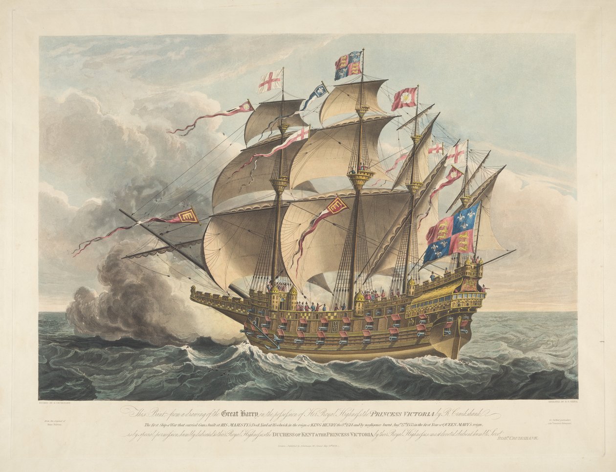 The Great Harry. Das erste Kriegsschiff, das Kanonen trug von George Cruikshank