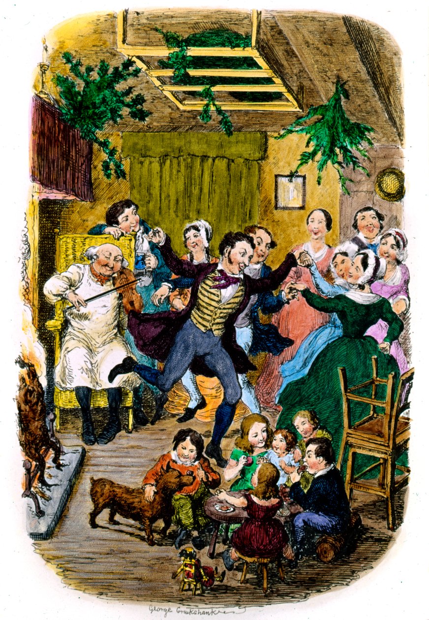 Viktorianische Weihnachtskarte von George Cruikshank von George Cruikshank