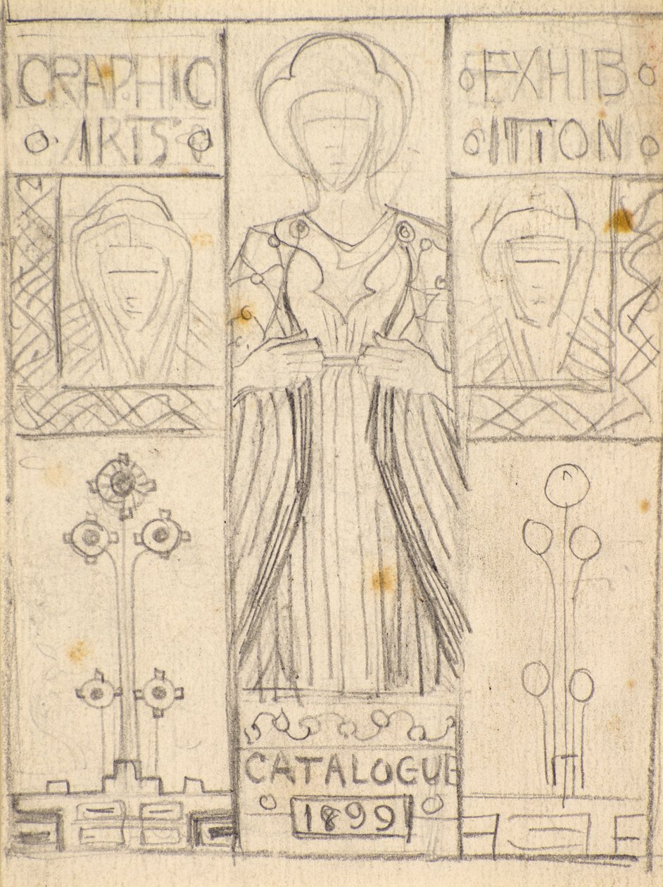 Entwurf für den Katalogumschlag der Dundee Graphic Arts Association [Bleistift] von George Dutch Davidson