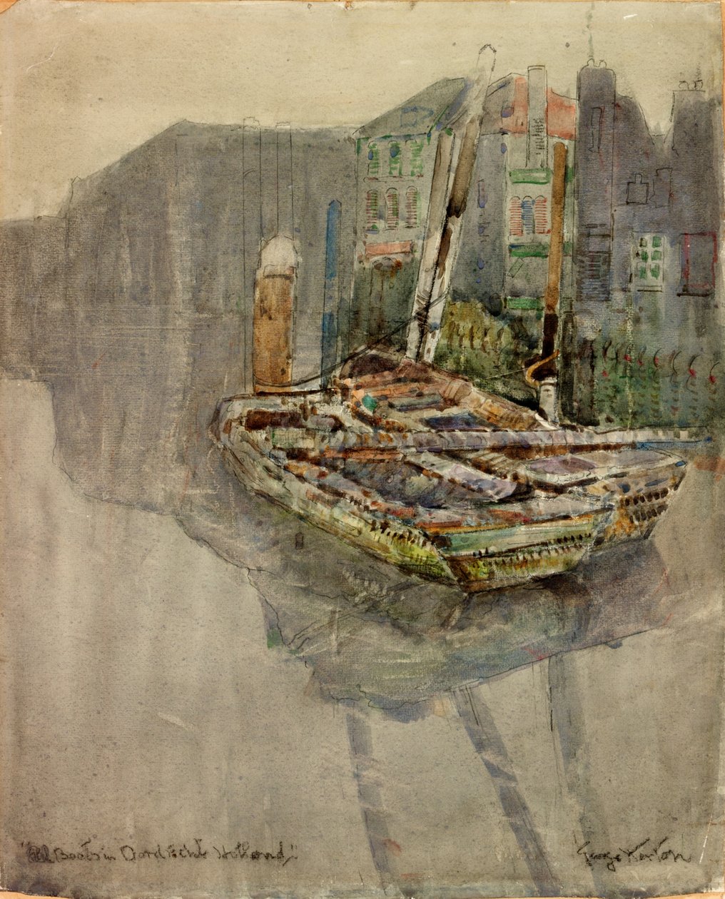 Aalboote in einem Kanal in Dordrecht, Holland von George Edward Horton