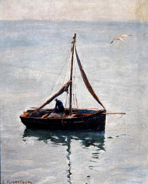 Netze flicken, ca. 1910 von George Edward Robertson