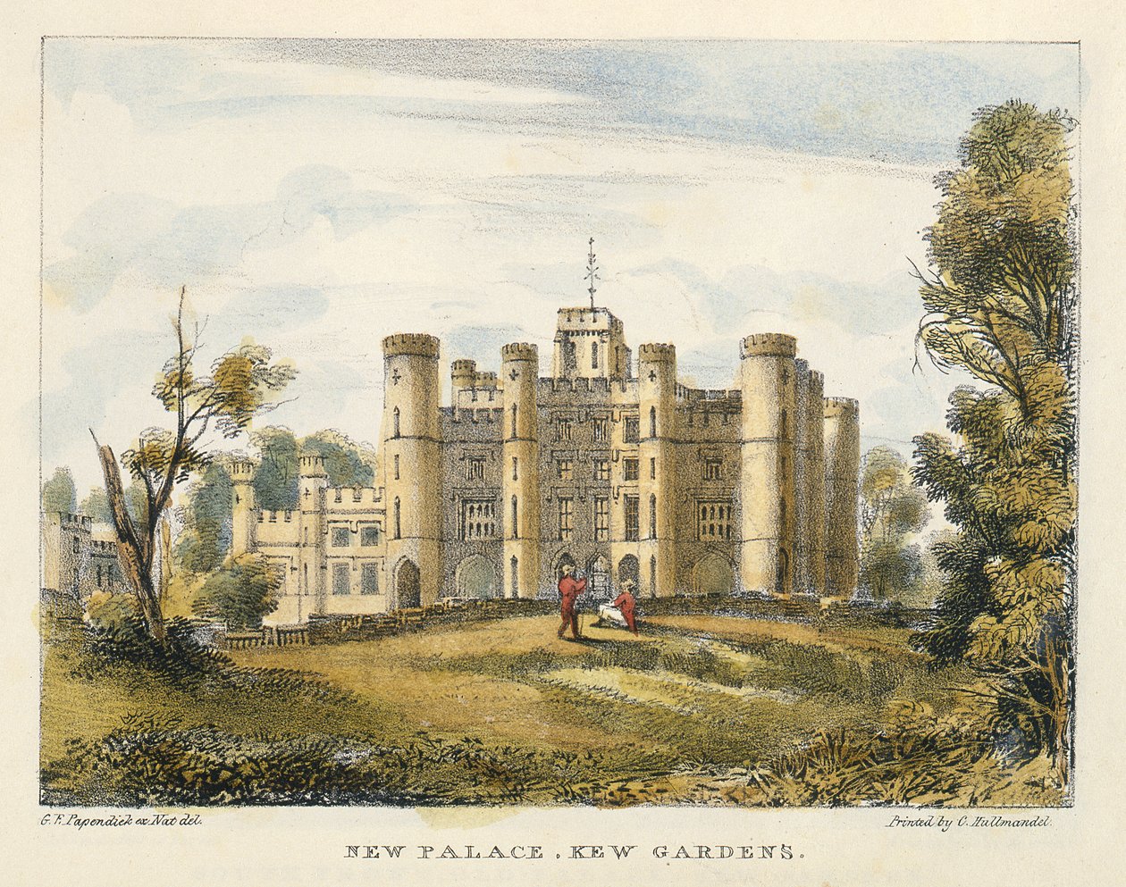 Neuer Palast, Kew Gardens, Tafel 1 aus Kew Gardens: Eine Serie von vierundzwanzig Zeichnungen auf Stein, graviert von Charles Hullmandel, veröffentlicht 1820 von George Ernest after Papendiek