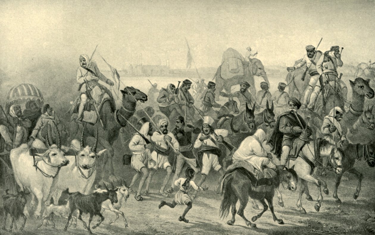 Einheimische Hilfstruppen eilen nach Delhi, ca. 1850er, 1901 von George Francklin Atkinson