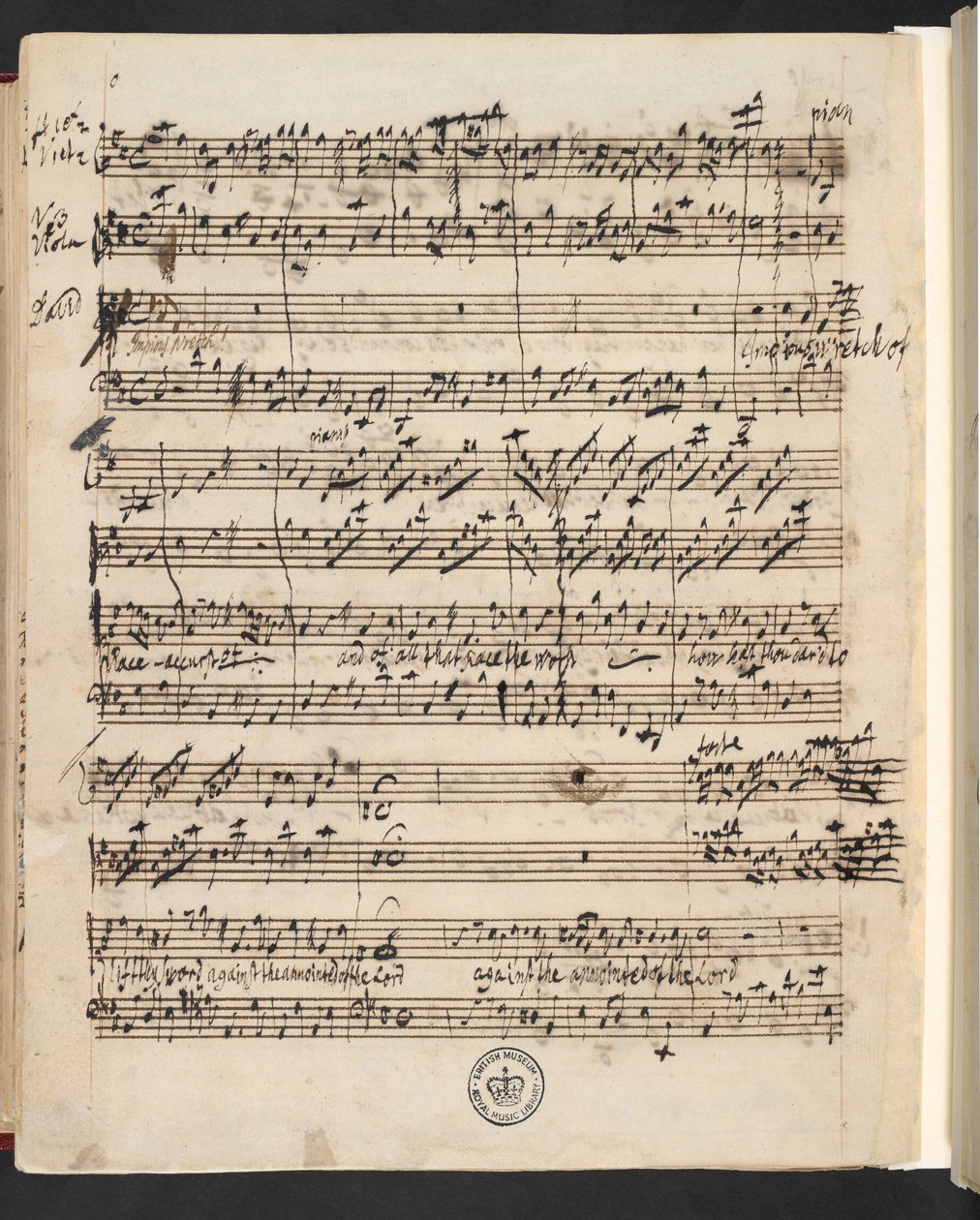 R.M.20.g.3, f.99v aus G.F. Händel: Saul (Oratorium von Charles Jennens) von George Frederick Handel
