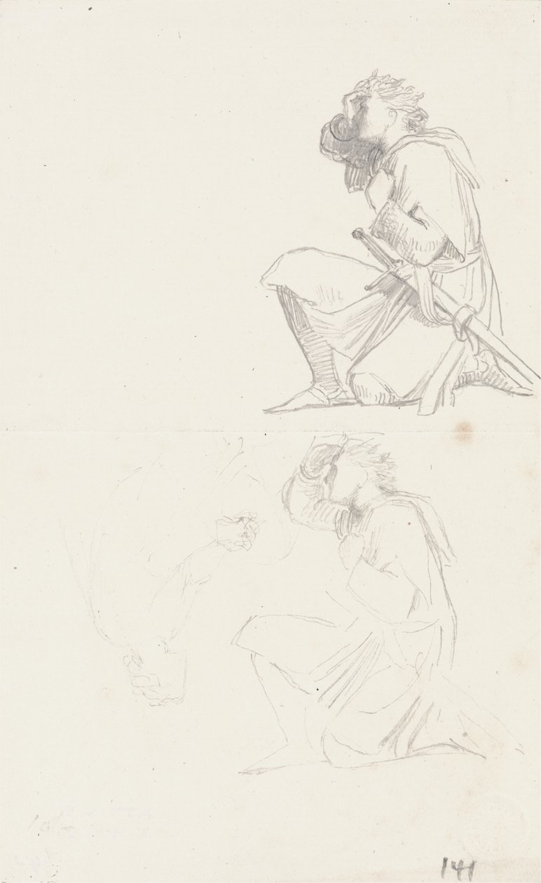 Studien eines knienden Ritters (Graphit) von George Frederick Watts