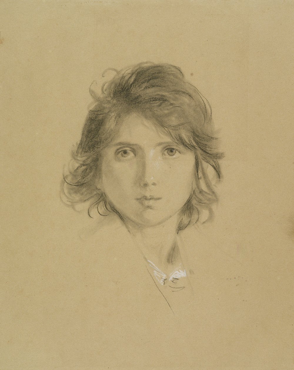 Studie für den Kopf eines Jungen in Bauern der Campagne während der Weinlese, ca. 1860 von George Frederick Watts