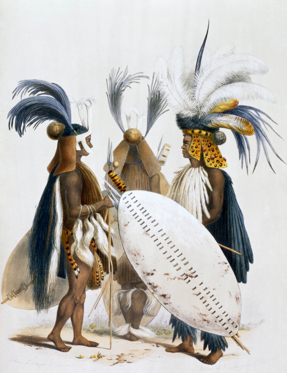 Zulu-Soldaten der Armee von König Panda, 1849 von George French Angas
