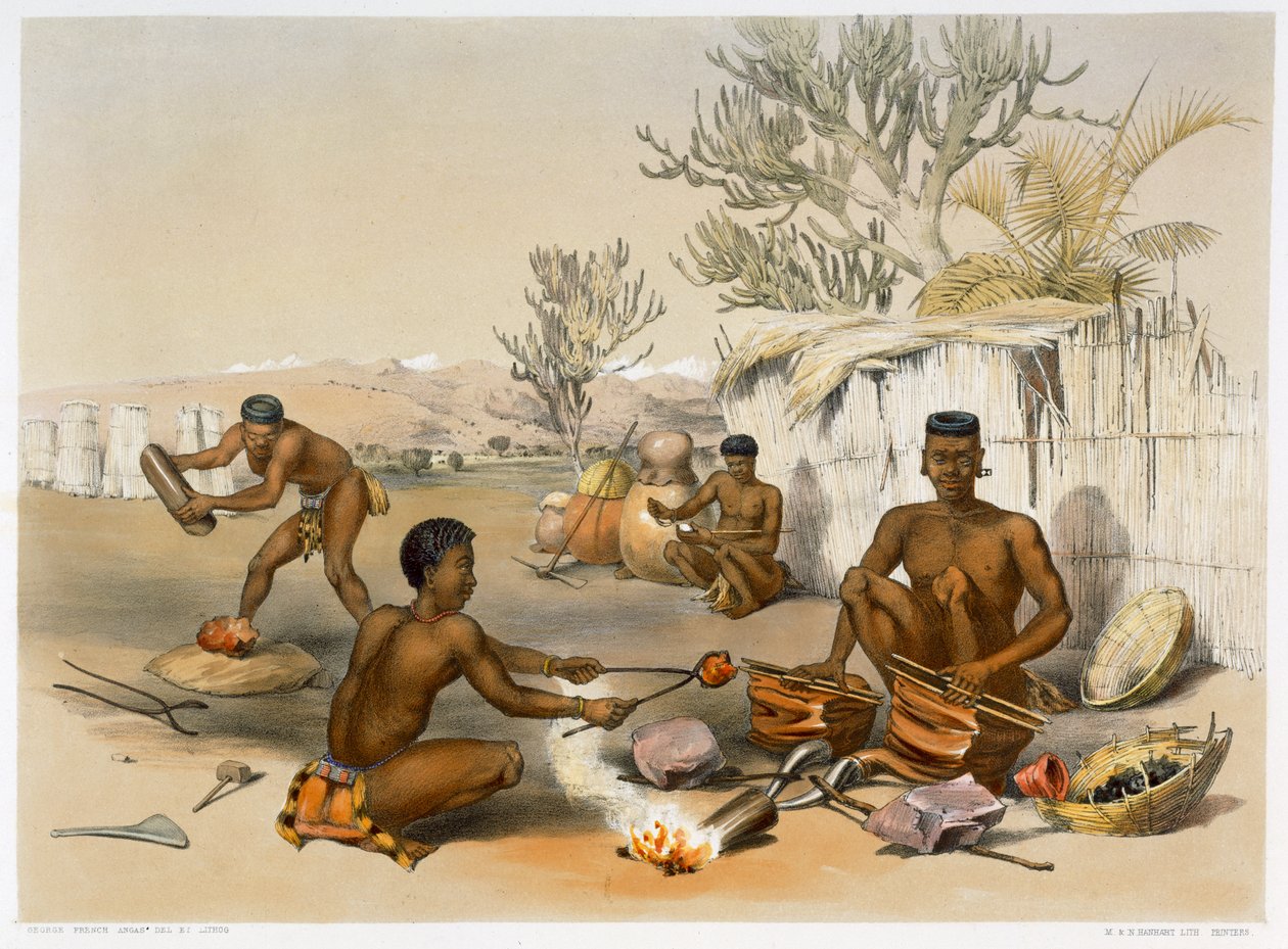 Zulu-Schmiede bei der Arbeit, 1849 von George French Angas