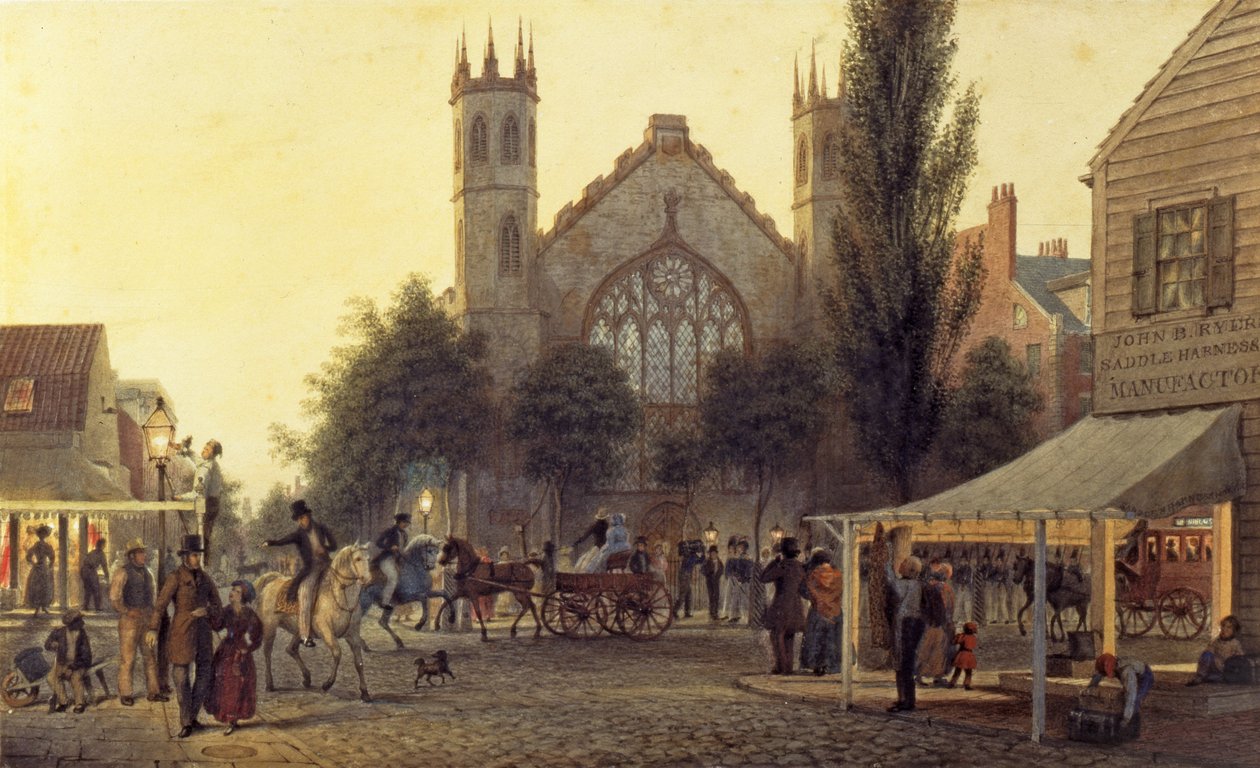 Abenddämmerung, St. Thomas Kirche, New York, ca. 1835 von George Harvey