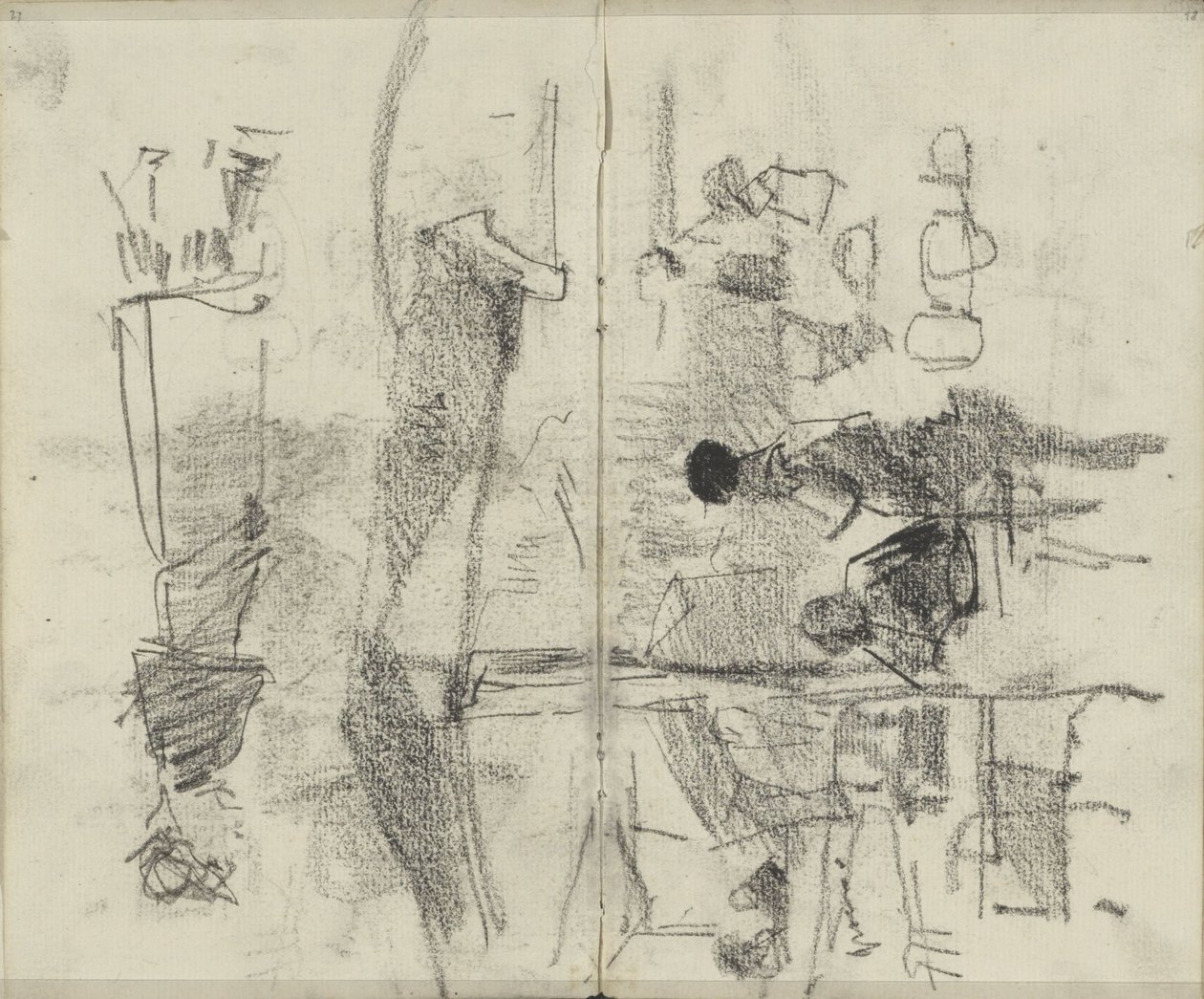 Figuren, möglicherweise auf einem Markt oder in einem Lokal von George Hendrik Breitner