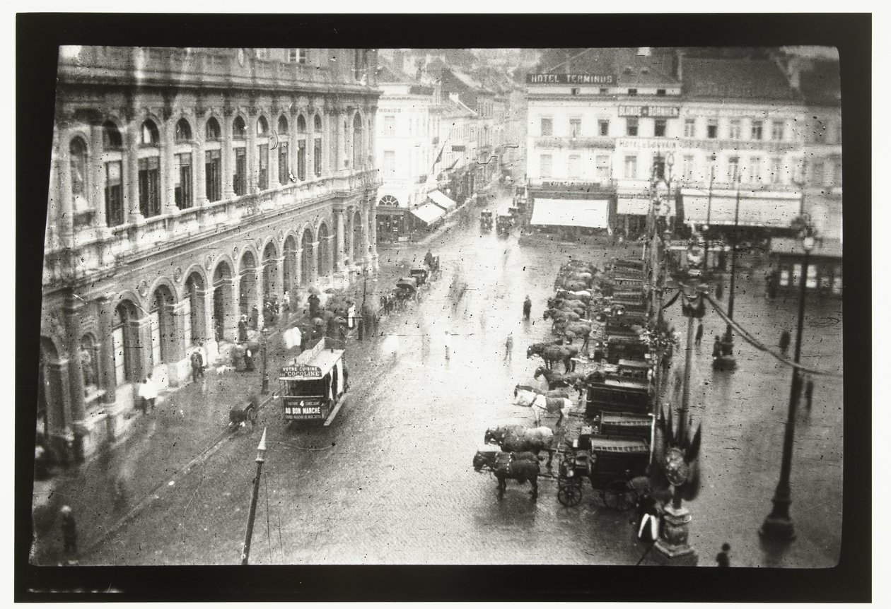 Ansicht des Bahnhofs Brüssel-Nord und des Rogierplatzes in Brüssel von George Hendrik Breitner