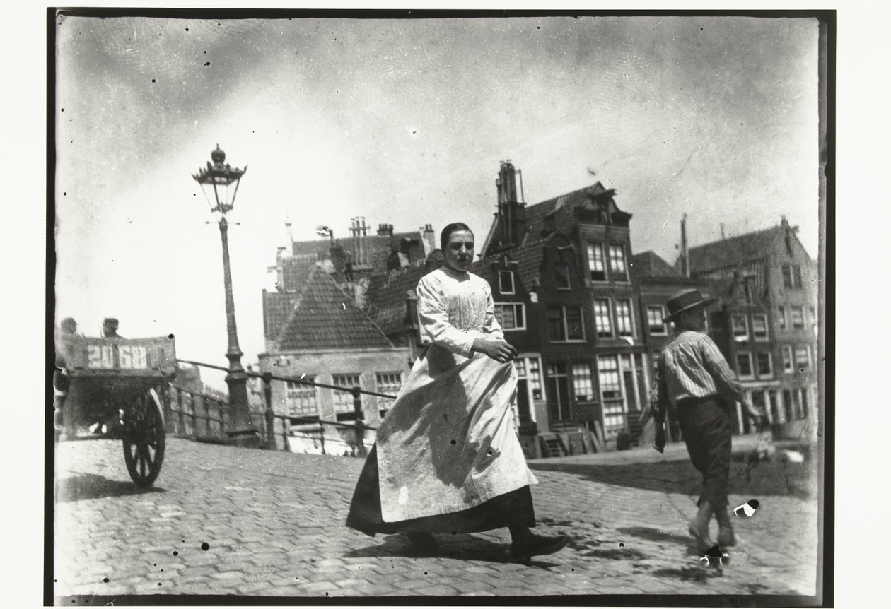 Straßenszene an der Kreuzung Lindengracht Lijnbaansgracht in Amsterdam von George Hendrik Breitner