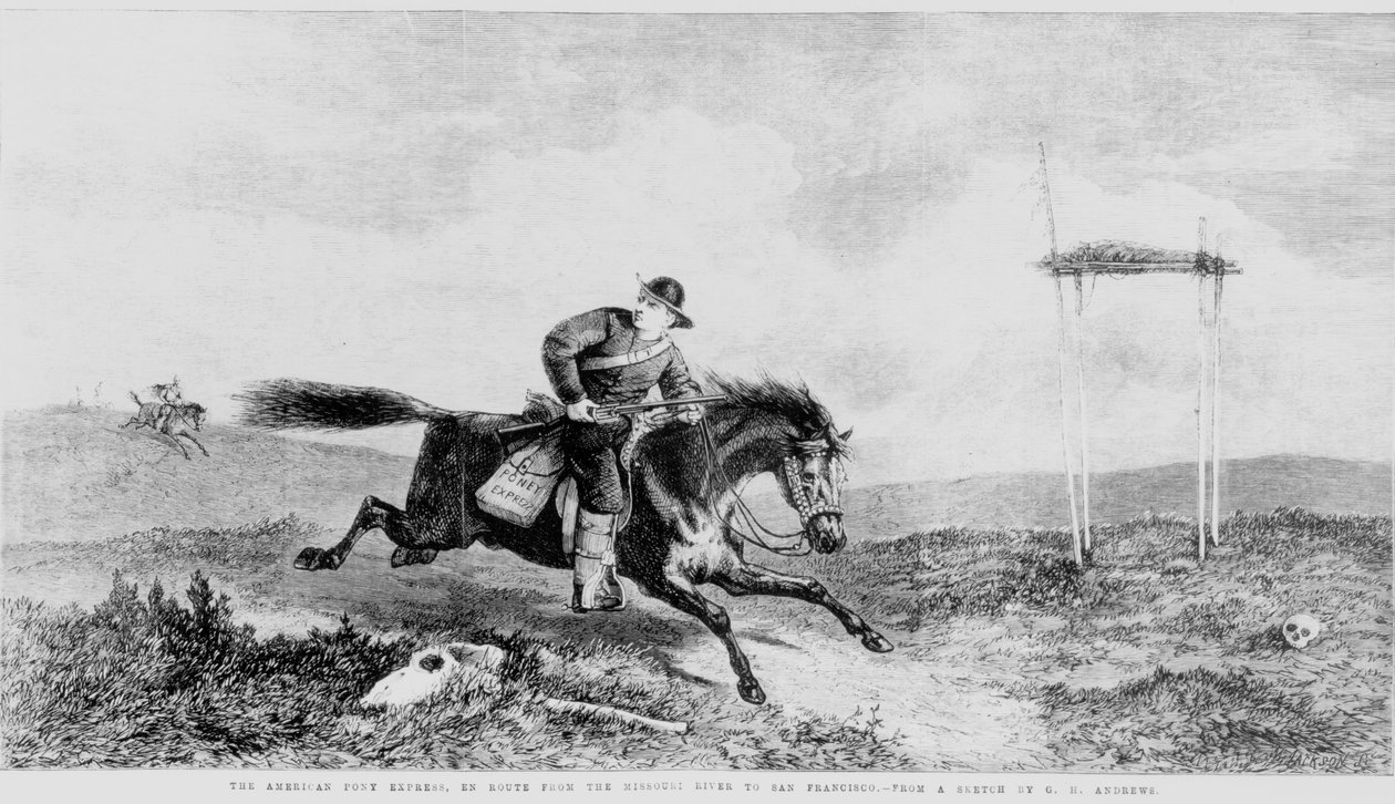 Der amerikanische Pony Express, auf dem Weg vom Missouri River nach San Francisco von George Henry Andrews