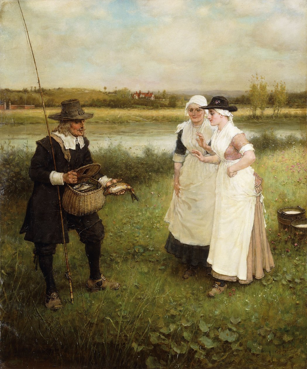 Isaac Walton und die Milchmädchen, 1888 von George Henry Boughton