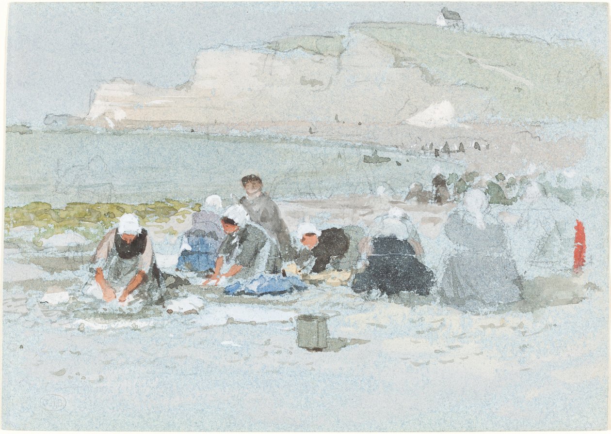 Waschfrauen am Strand von Etretat von George Henry Boughton