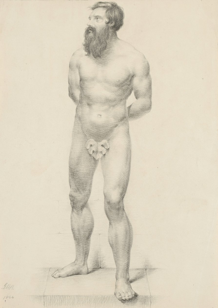 Stehender männlicher Akt mit Feigenblatt, 1844 von George Henry Hall