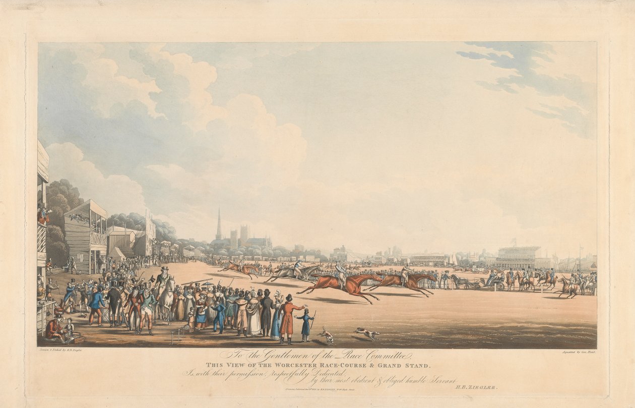 Ansicht der Worcester-Rennbahn und Tribüne von George Hunt