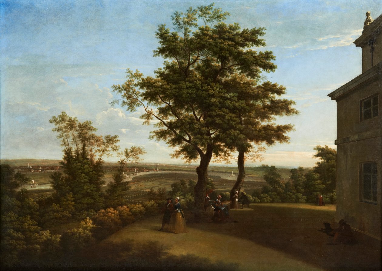 Westcombe House, Blick von der Terrasse, mit London in der Ferne von George Lambert