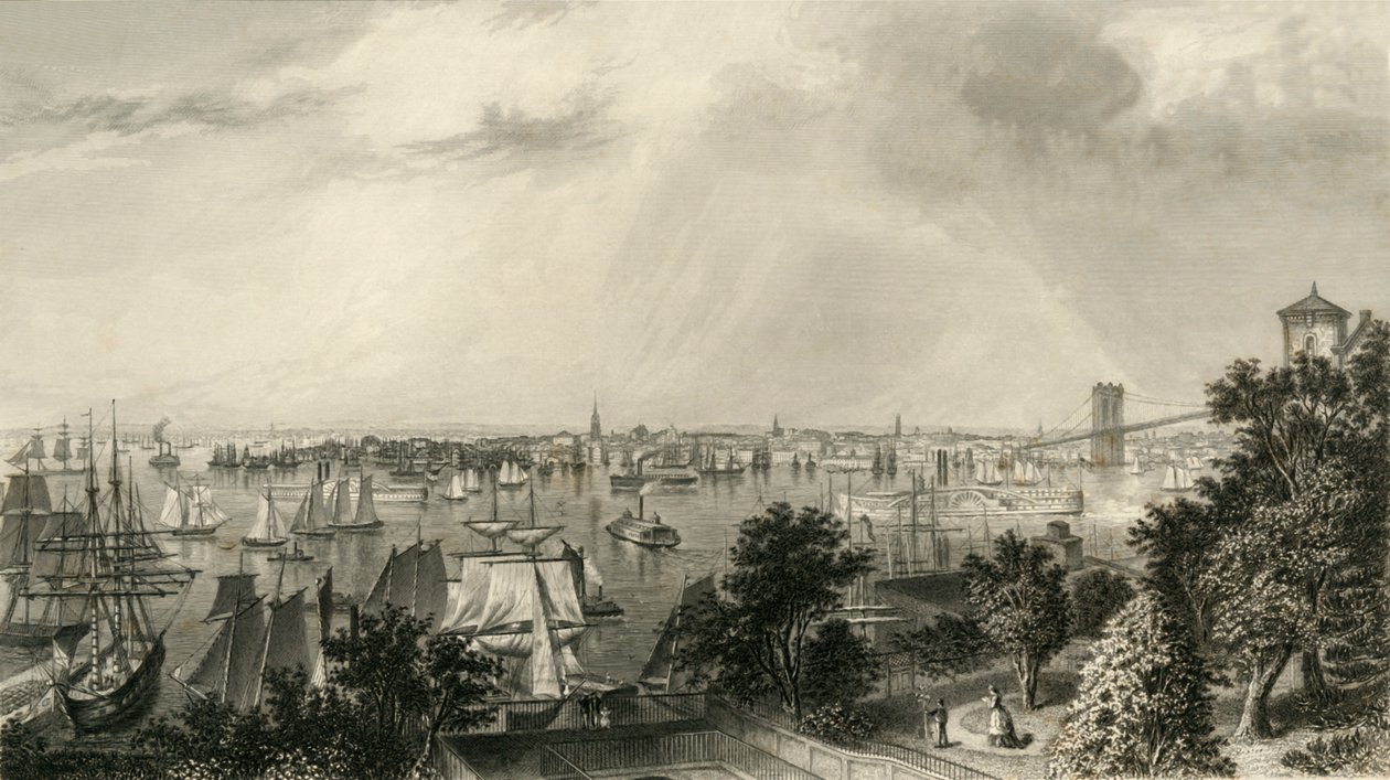 Stadt New York, von Brooklyn Heights, 1874 von George R. Hall