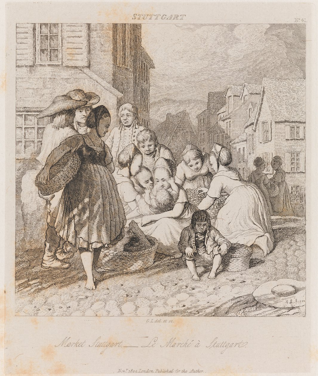 Markt, Stuttgart, ca. 1821 von George Robert Lewis