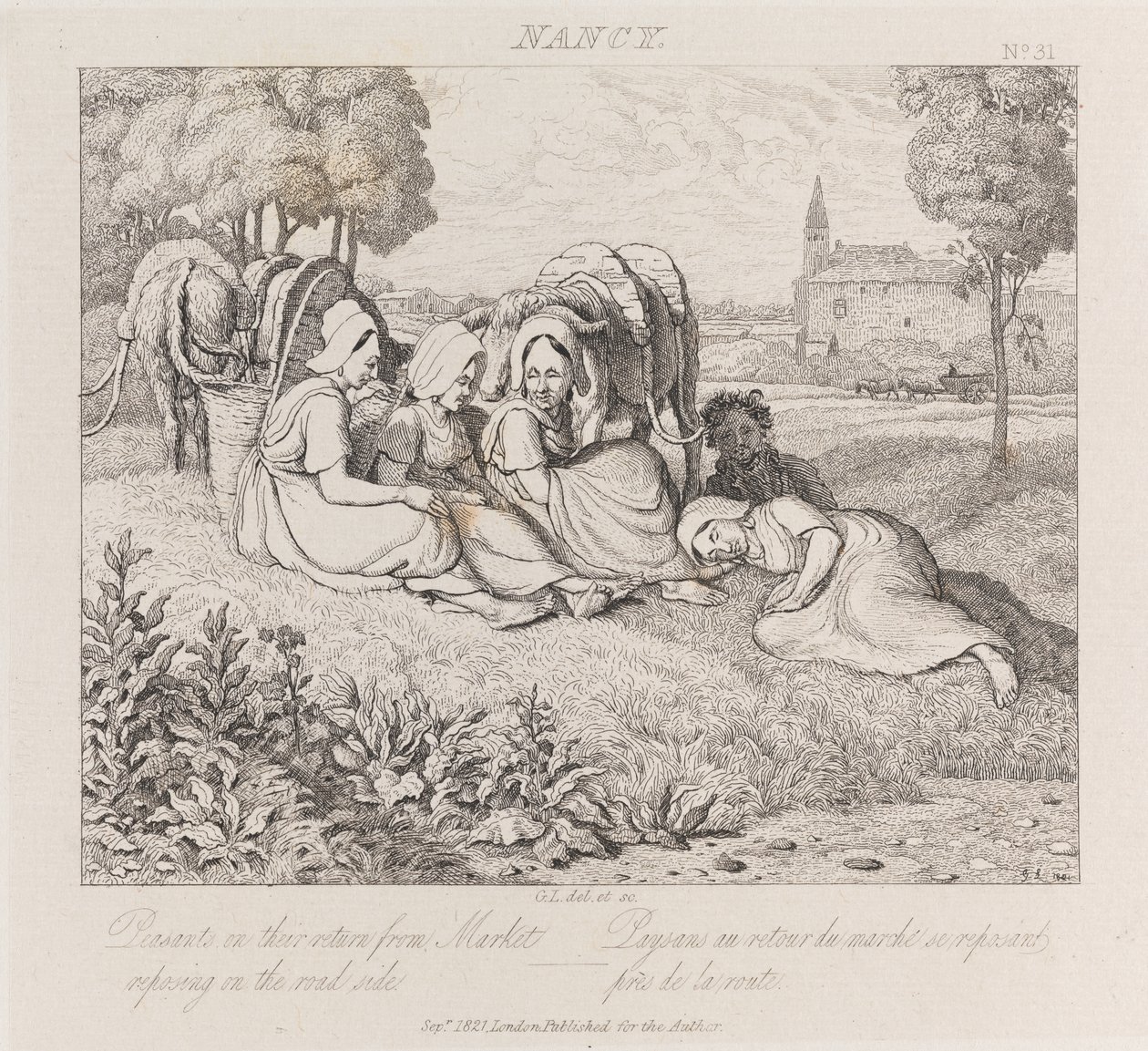Bauern kehren vom Markt zurück, Nancy, ca. 1821 von George Robert Lewis