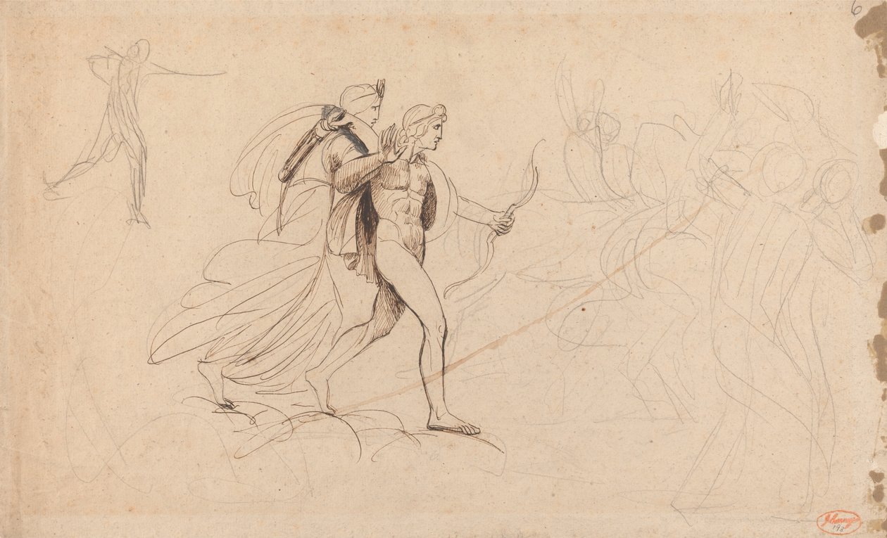 Apollo und Diana für "Die Zerstörung der Kinder der Niobe" von George Romney