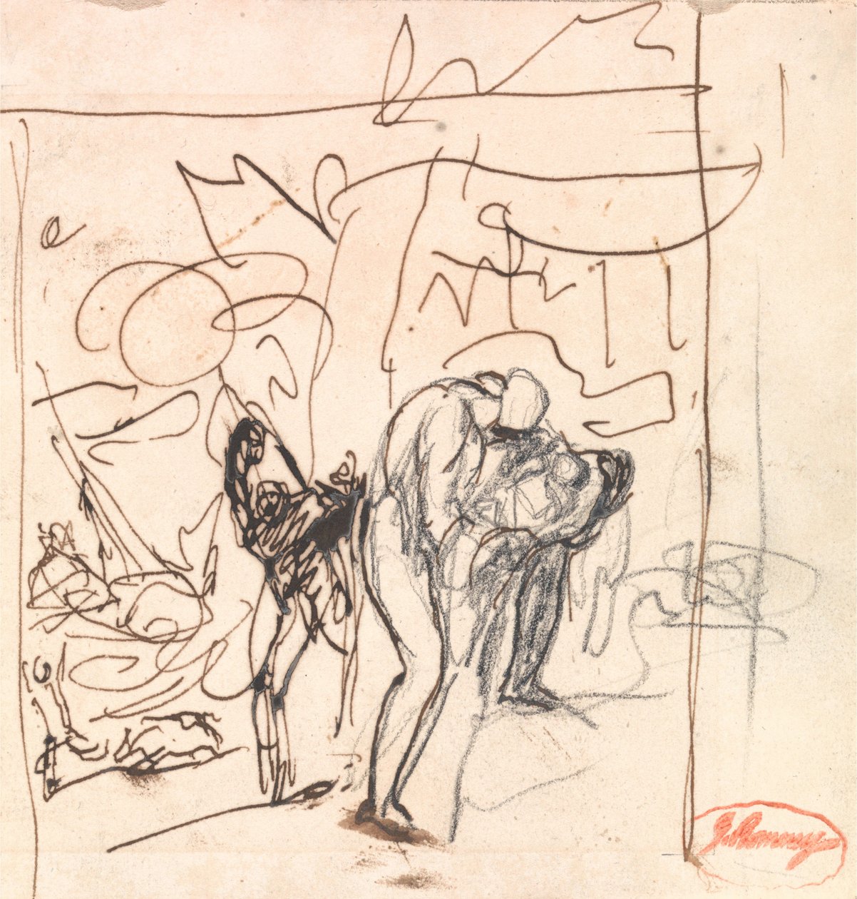 Abgang verfolgt von einem Bären, oder "Die Verlassenheit der Perdita" aus "Das Wintermärchen" von George Romney