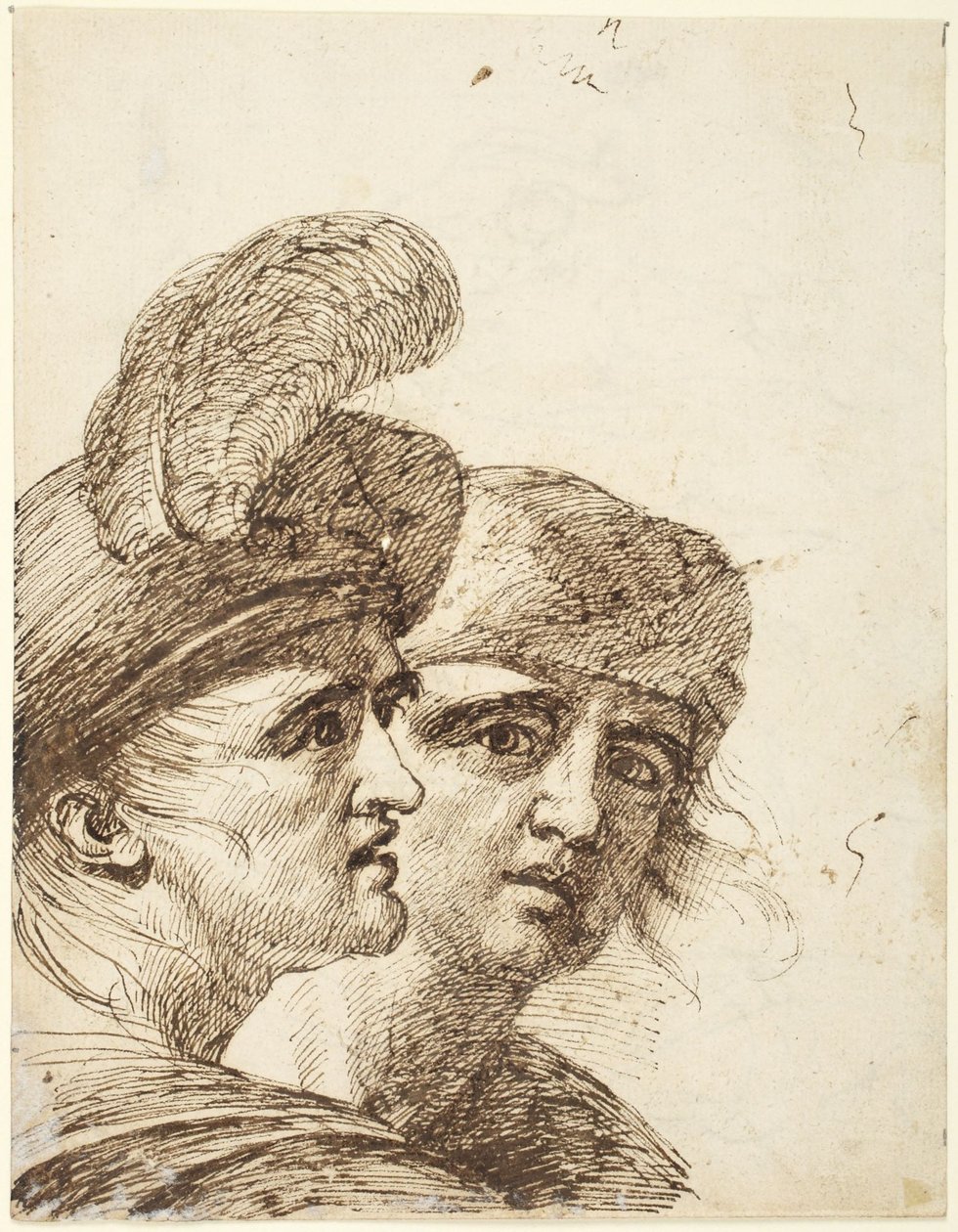 Köpfe von zwei Männern (verso: Studie für die Anklage der Susanna) von George Romney