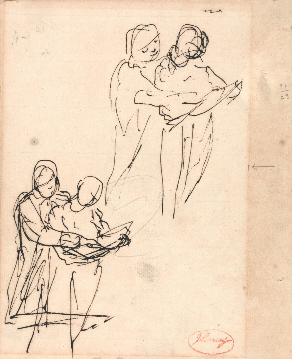 Studien von Kindern, die ein Buch untersuchen von George Romney