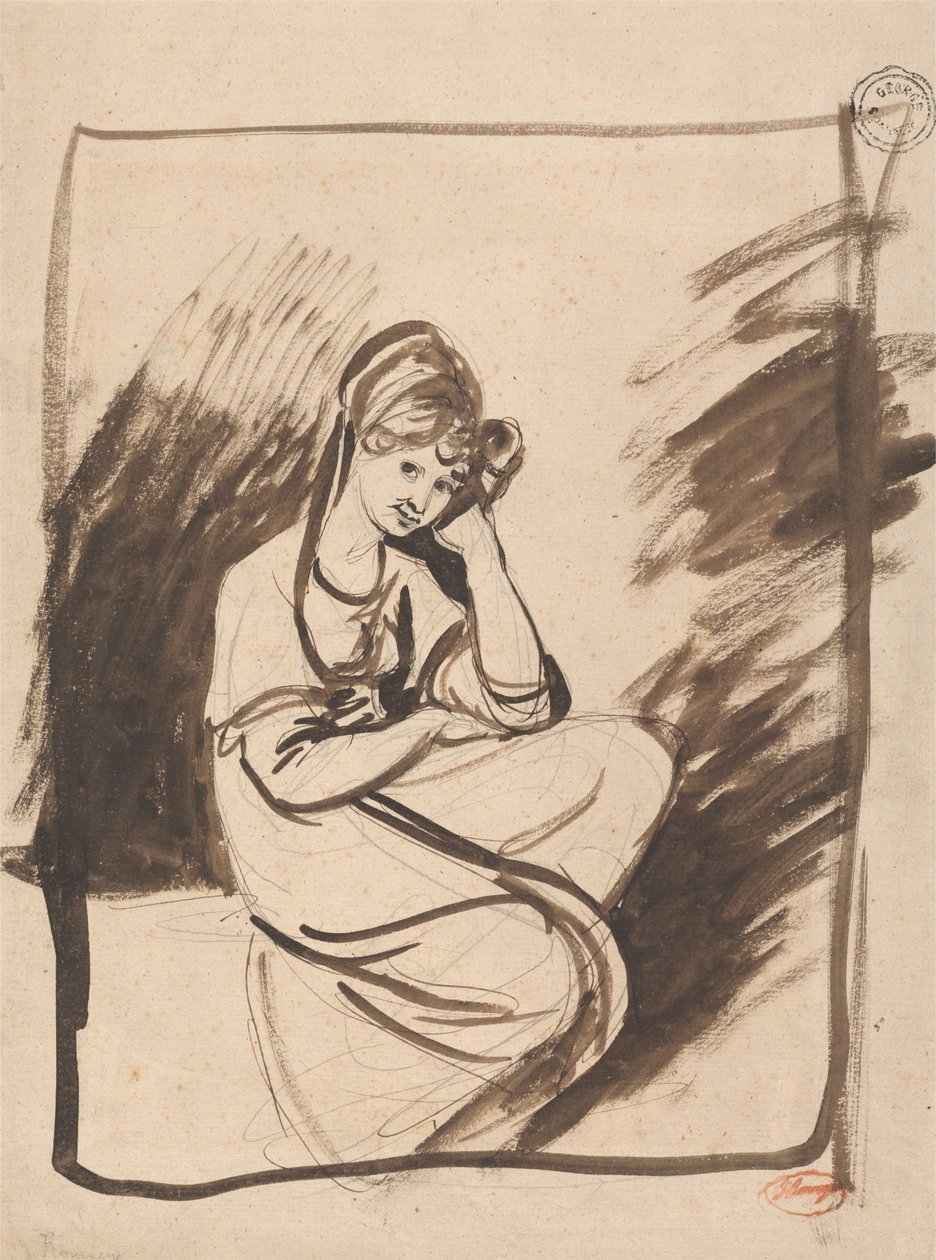 Studie für das Porträt einer Dame, möglicherweise Elizabeth, Gräfin von Derby von George Romney