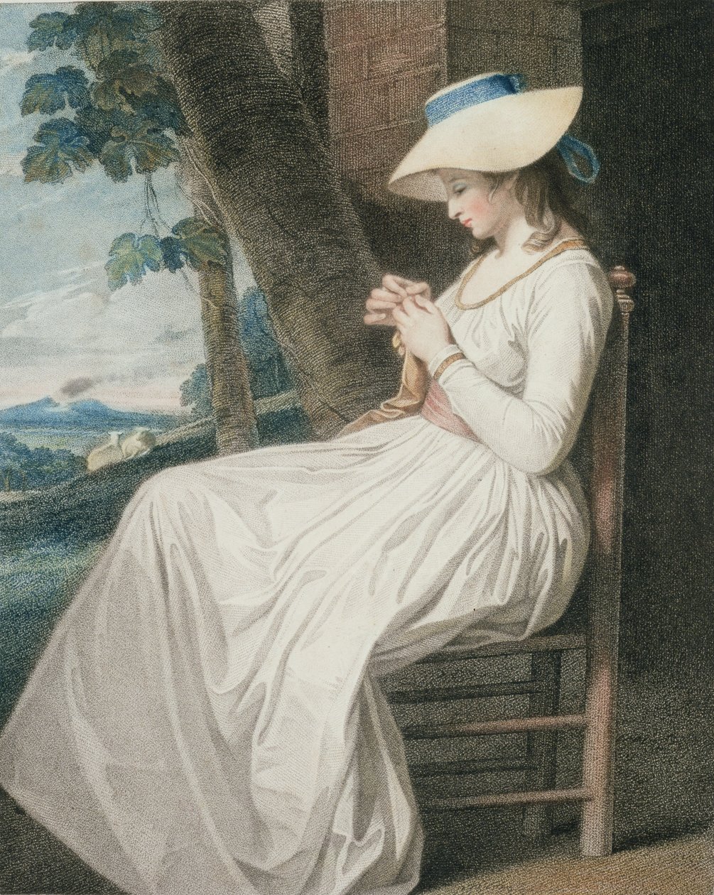 Die Näherin, graviert von Thomas Cheesman (1760-ca. 1834), veröffentlicht von John und Josiah Boydell, 1787 von George Romney
