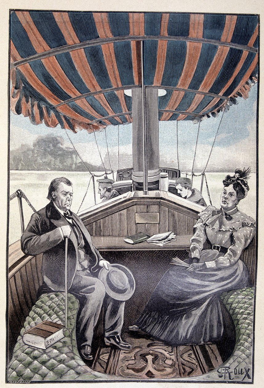 An Bord ihrer Dampfyacht (Seite 384) in „Testament eines Exzentrikers“ von Jules Verne von George Roux